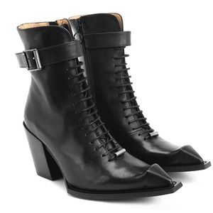 Fluevog Cubist Cupcake Black Swordfish Boots - Womens 8